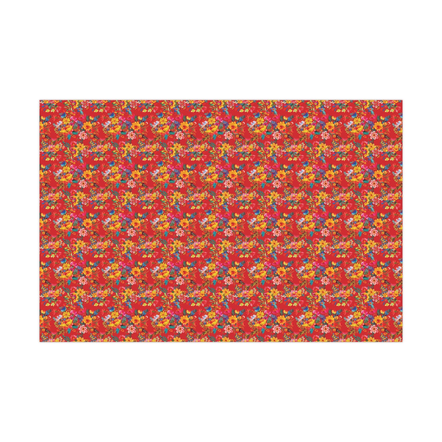 Gift Wrap Papers - Bright Bold Watercolor Flowers - Scarlet