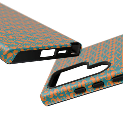 Playful dolphins - Orange - Aqua 008E97 - Tough Cases