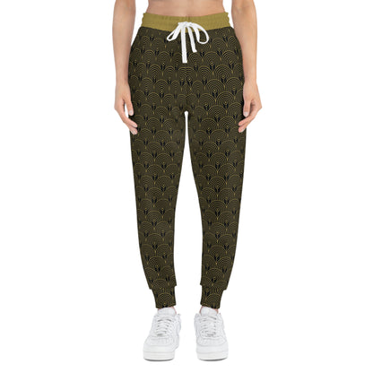 Art Deco 10 - Black 000000 Gold b29b4d - Athletic Joggers (AOP)