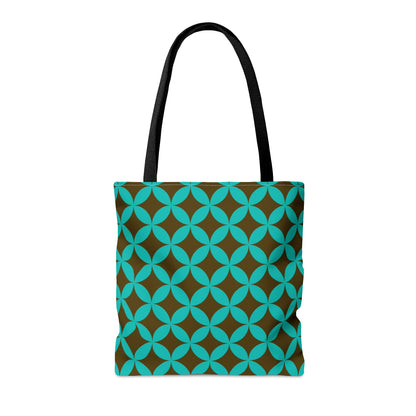 Brown with teal background geometric pattern - Tote Bag