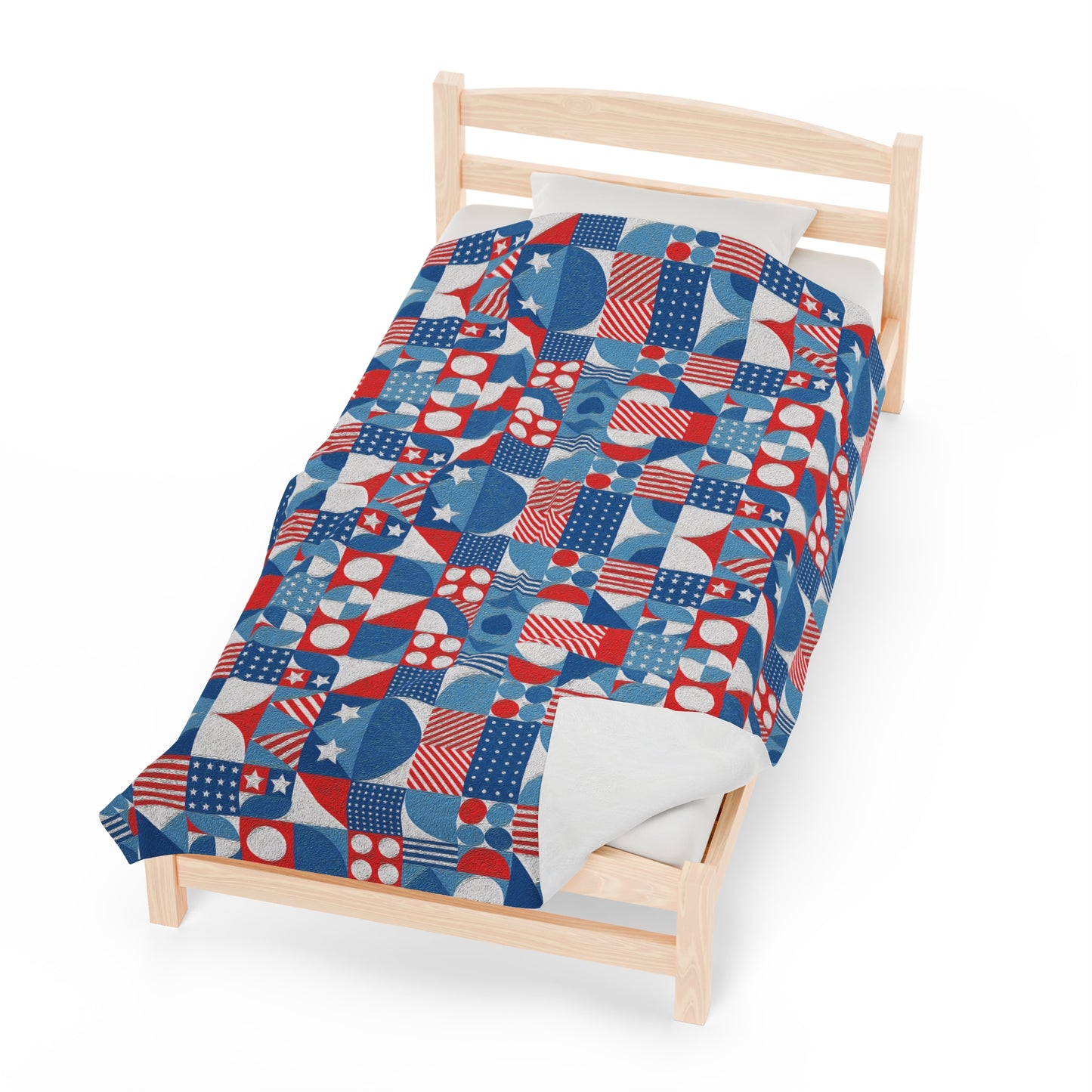 Red White and Blue Bold Pattern - Oil Paint Texture - BIG - Velveteen Plush Blanket