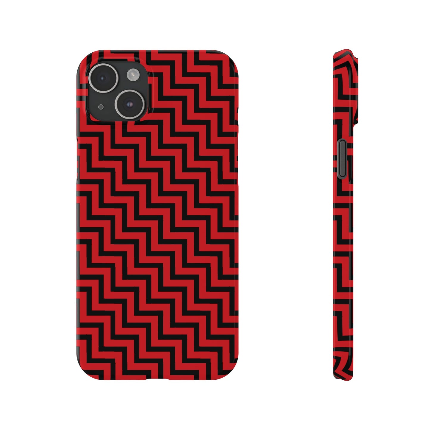 Zigs and Zags - Black - Scarlet - Slim Phone Cases