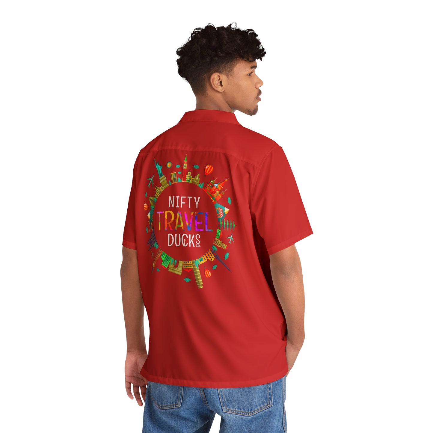 ND Travel - Logo - Scarlet c4161c - Men's Hawaiian Shirt