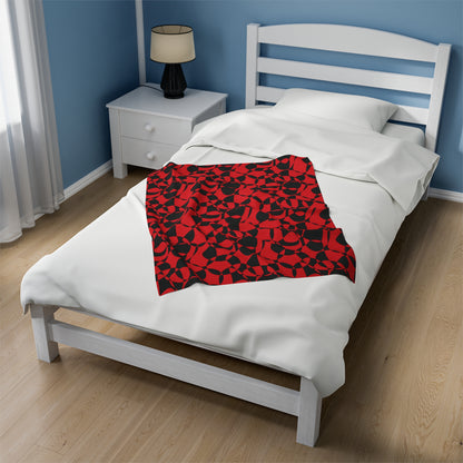 Scarlet Symphony - Black - Velveteen Plush Blanket