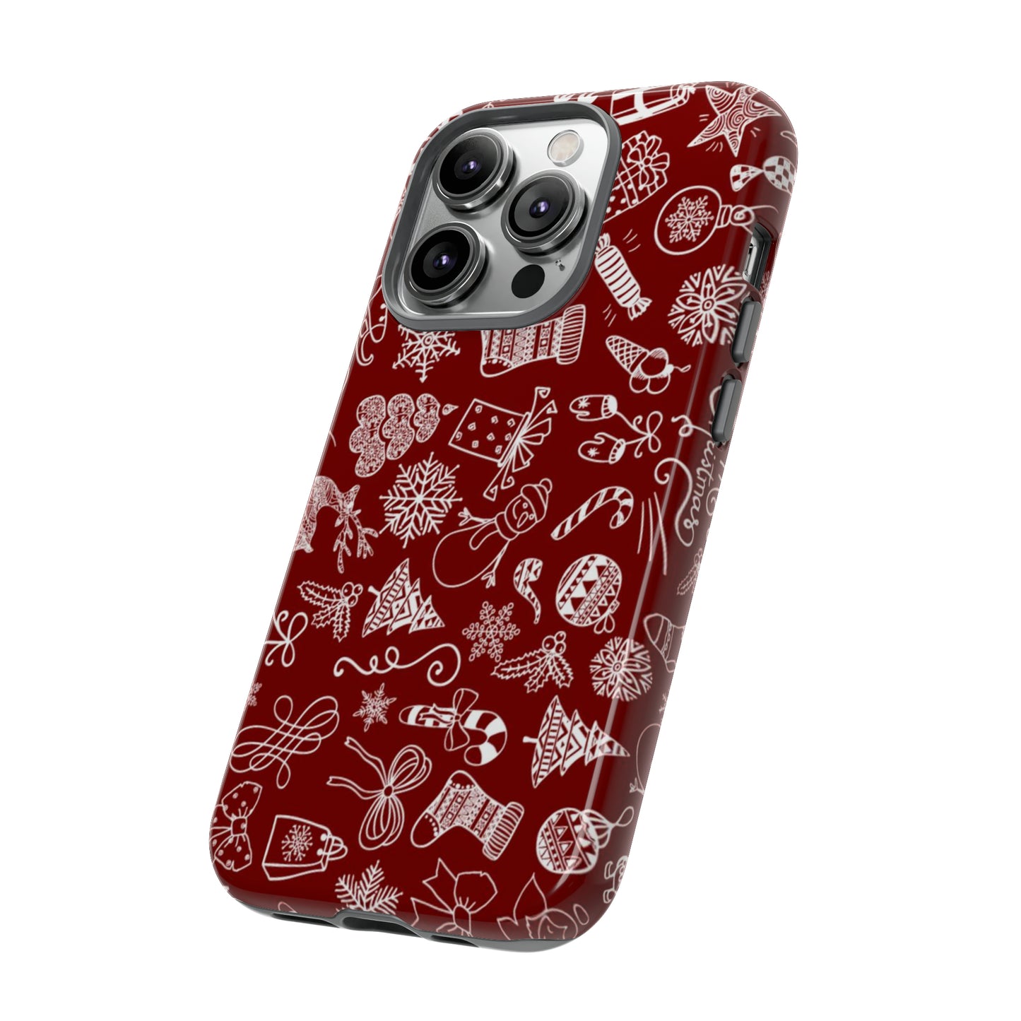 Christmas doodles on red - Tough Cases