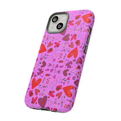 Heart Doodles - Fuschia Pink ff8eff - Tough Cases