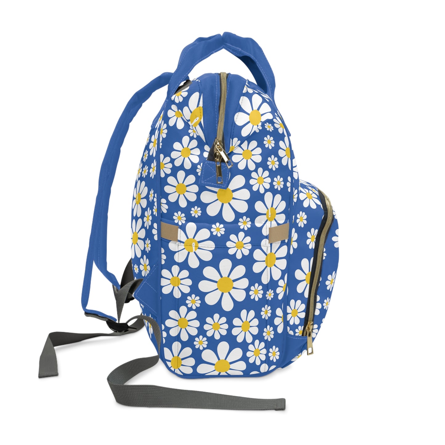 Ducks in Daisies - Denim 0066cc  - Multifunctional Diaper Backpack