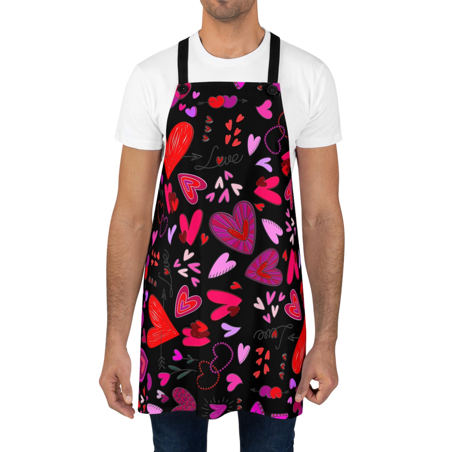 Heart Doodles - Black 000000 - Apron