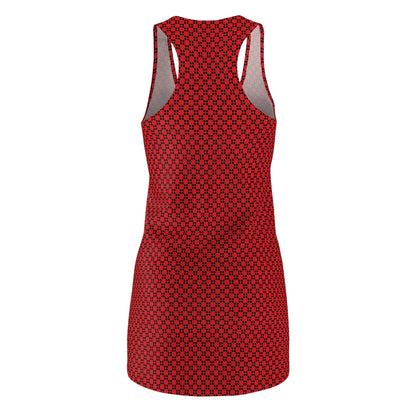 Pixel Petals - Black - Scarlet - Women's Cut & Sew Racerback Dress