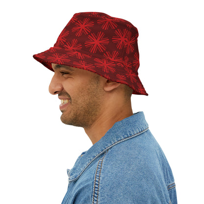 Red V Star pattern - Big design - Bucket Hat (AOP)