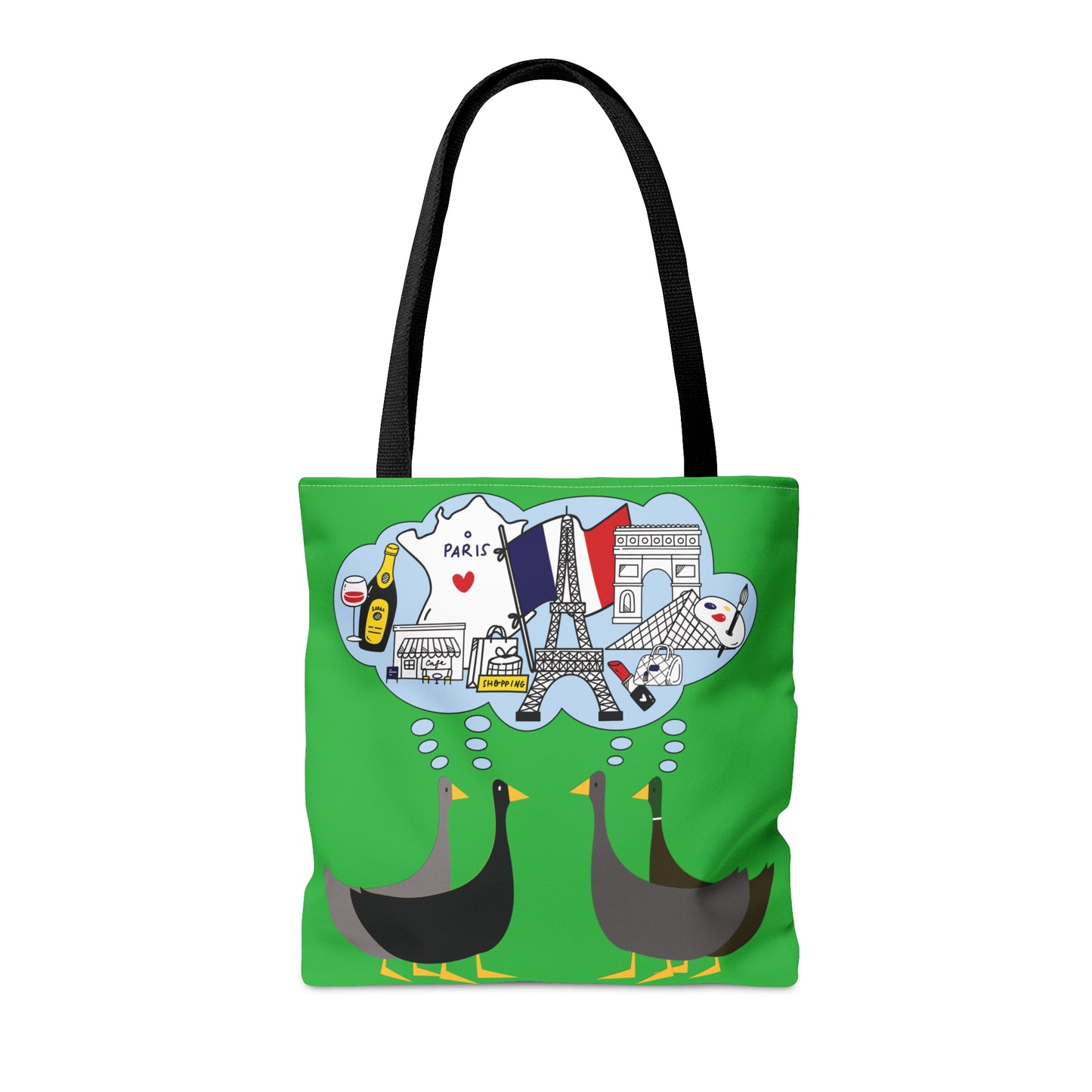 Ducks dreaming of Paris - Lime Green 21C12E - Tote Bag