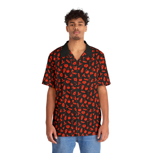 Halloween Scaries - Orange - Black 000000 - Men's Hawaiian Shirt