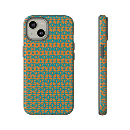 Playful dolphins - Orange - Aqua 008E97 - Tough Cases