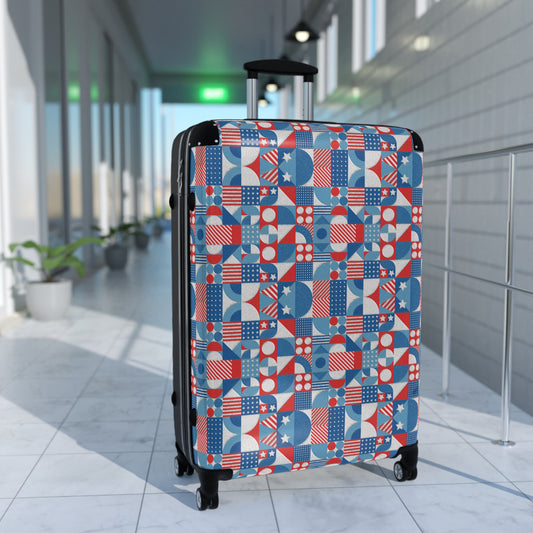 Red White and Blue Bold Pattern - Suitcases