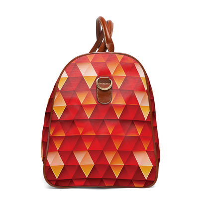 Geometric Flame - Red Triangles - Boston University Red d00000 - Waterproof Travel Bag