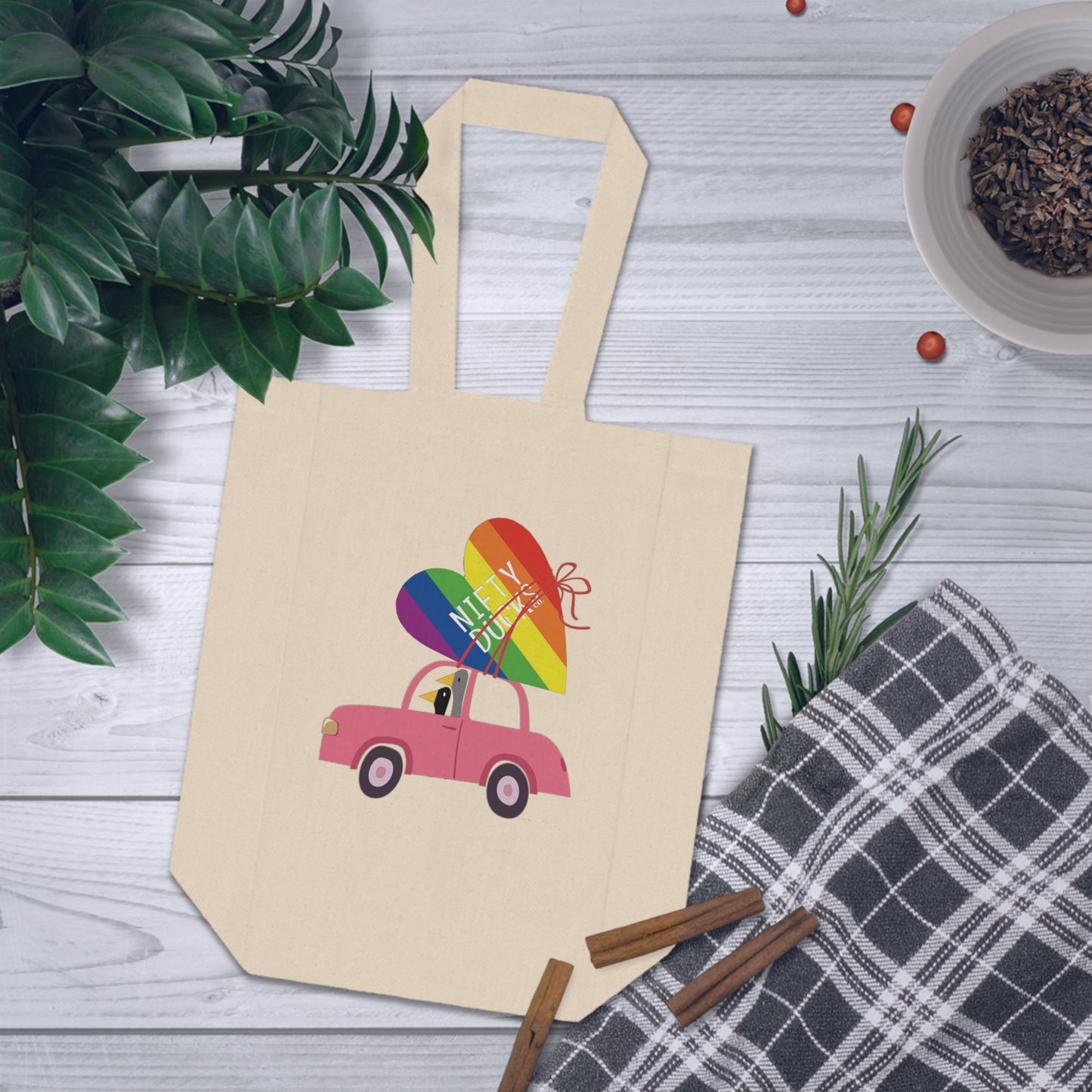 Ducks delivering a lot of love - Pride - Double Wine Tote Bag