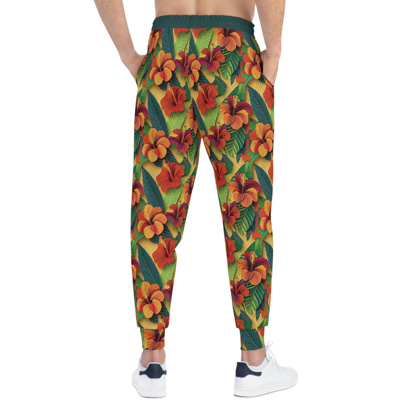 Hibiscus4 - Blue Green 12686d - Athletic Joggers (AOP)