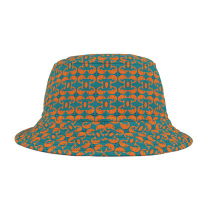 Playful dolphins - Orange - Aqua 008E97 - Bucket Hat (AOP)