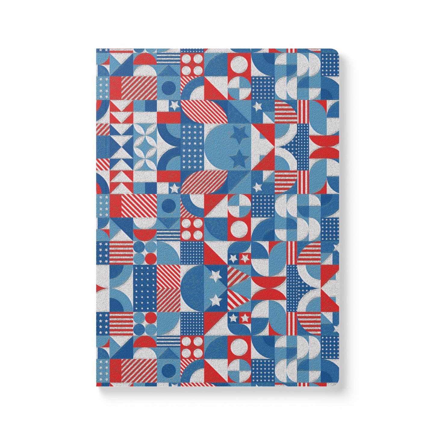 Red White and Blue Bold Pattern - Oil Paint Texture - Softcover Journal