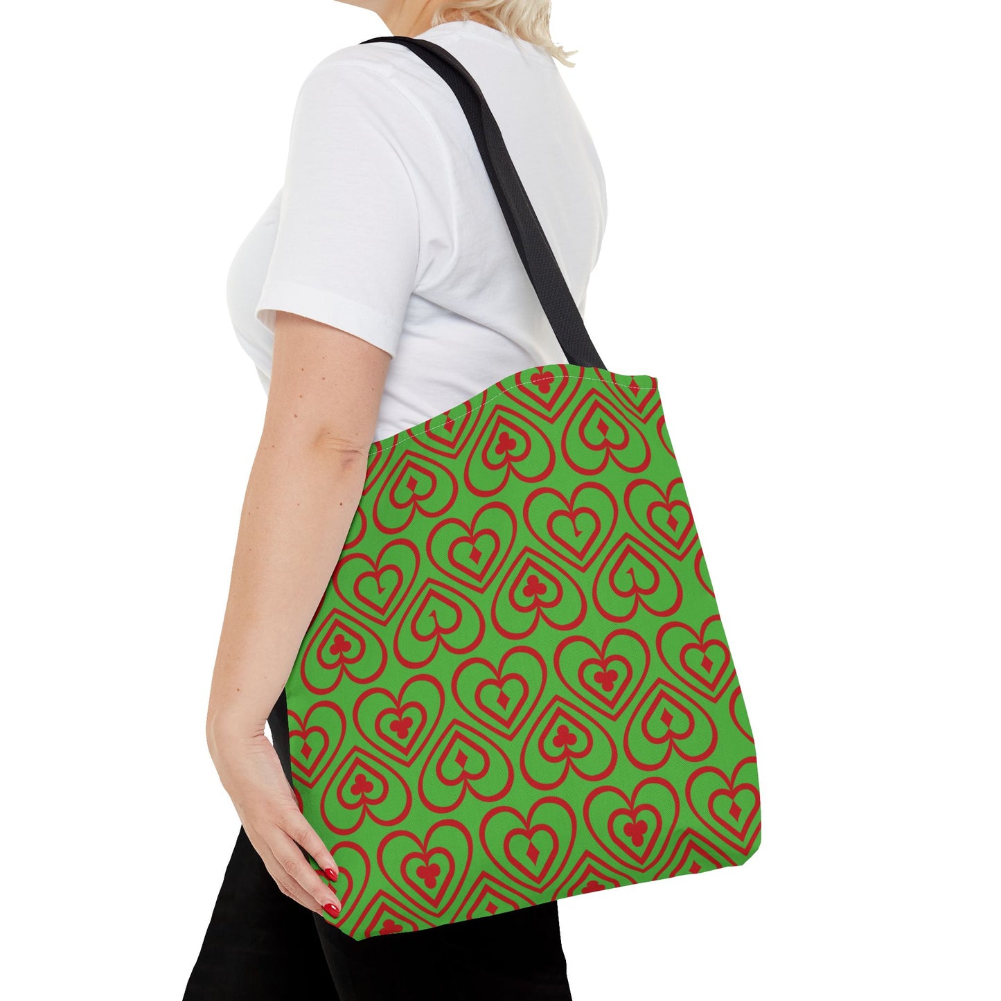 Ducks in the Deck - Red - Bright Apple Green 56BD00 - Tote Bag