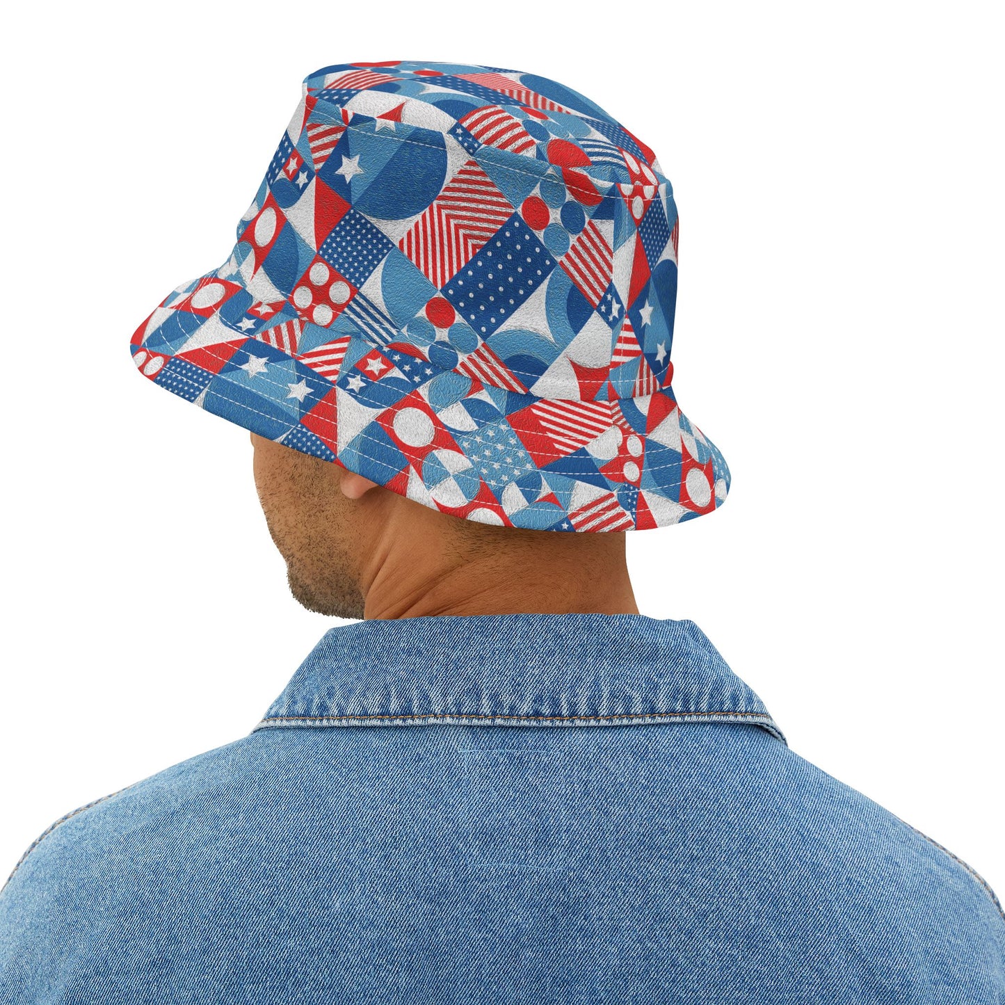 Red White and Blue Bold Pattern - Oil Paint Texture - BIG - Bucket Hat (AOP)