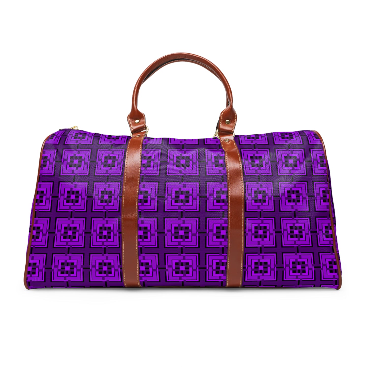 Intersecting Squares - Purple - Black 000000 - Waterproof Travel Bag