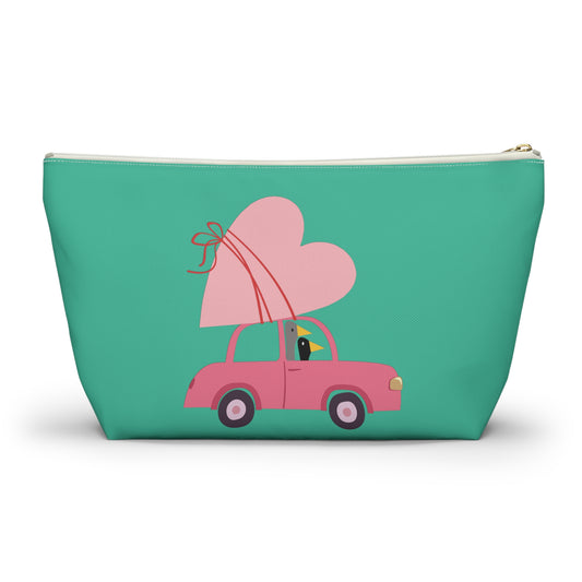 Ducks delivering some love - Logo - Turquoise 12d3ad - Accessory Pouch w T-bottom