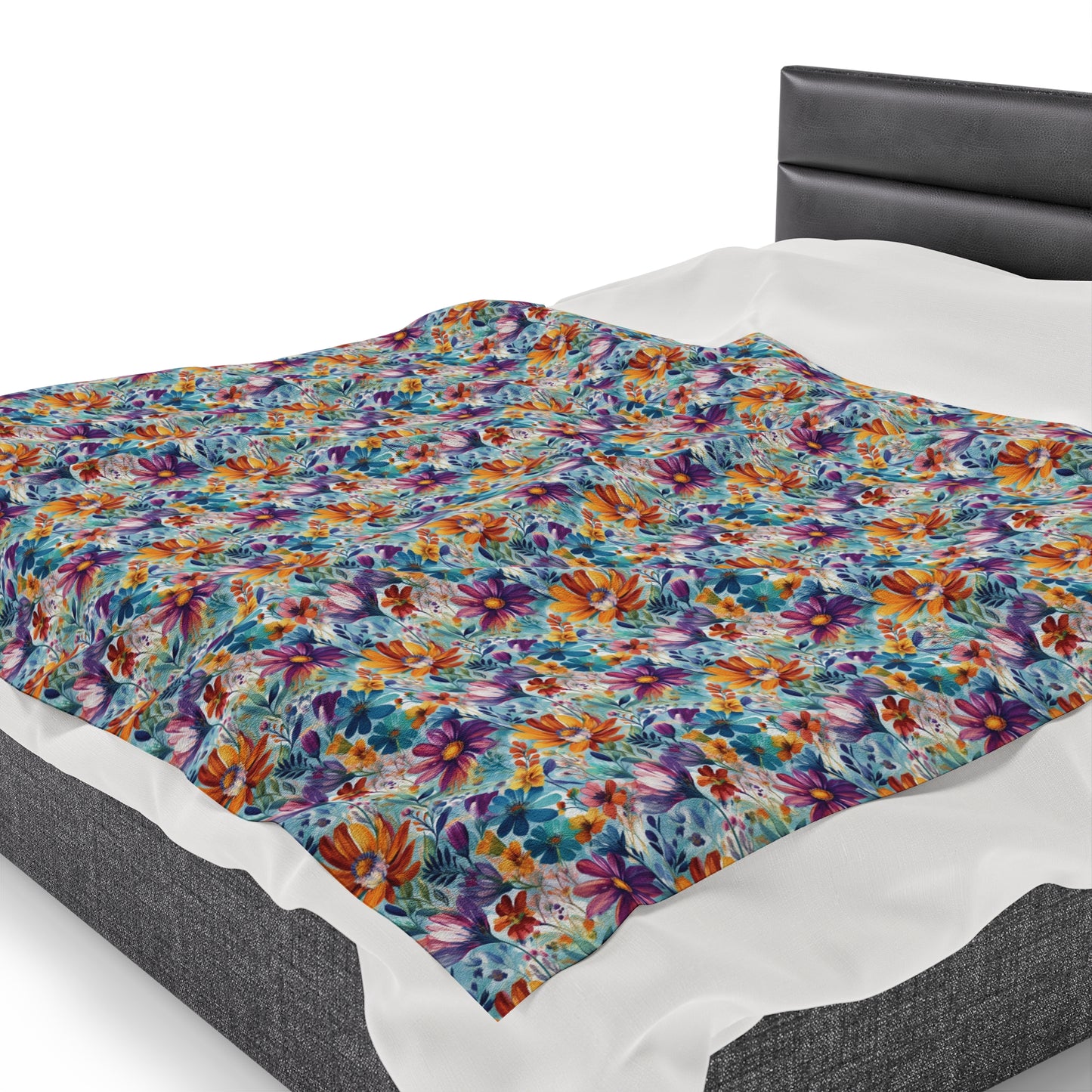 Wild Flowers - AI Generated - Velveteen Plush Blanket