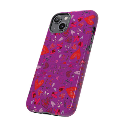 Heart Doodles - Deep Magenta B805AE - Tough Cases