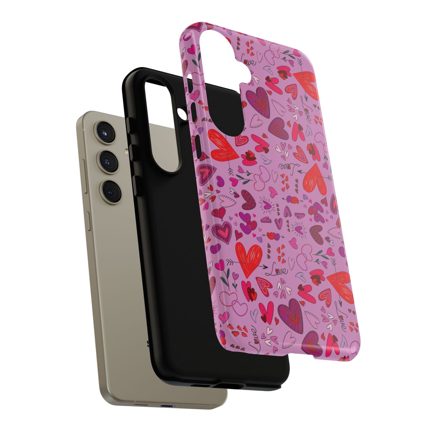 Heart Doodles - Fuschia Pink ff8eff - Tough Cases