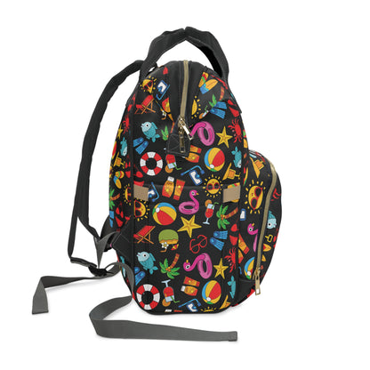 Summer Vibes - Black 000000  - Multifunctional Diaper Backpack
