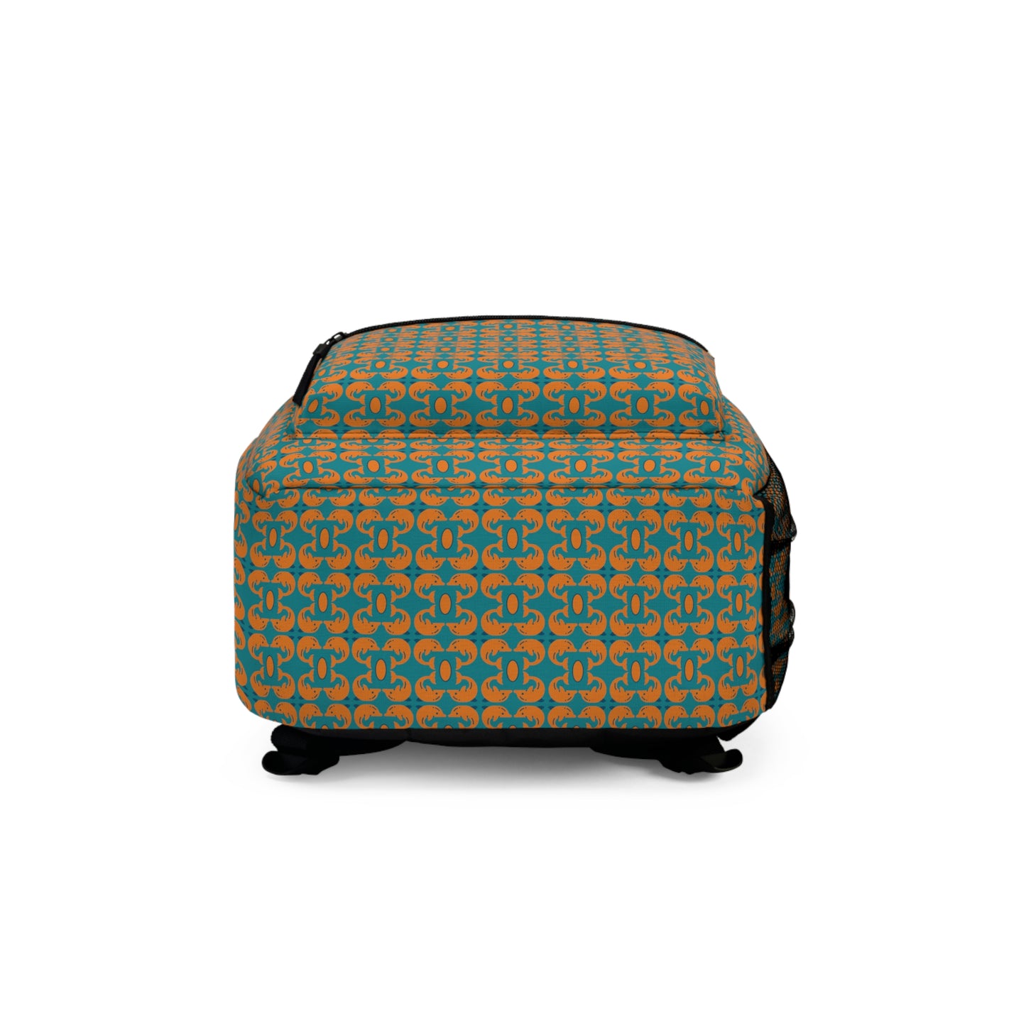 Playful dolphins - Orange - Aqua 008E97 - Backpack