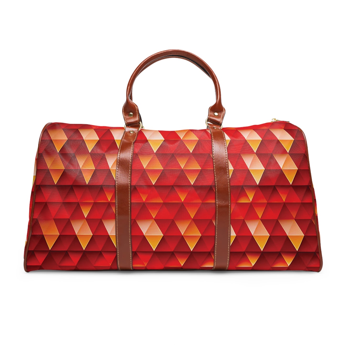 Geometric Flame - Red Triangles - Boston University Red d00000 - Waterproof Travel Bag