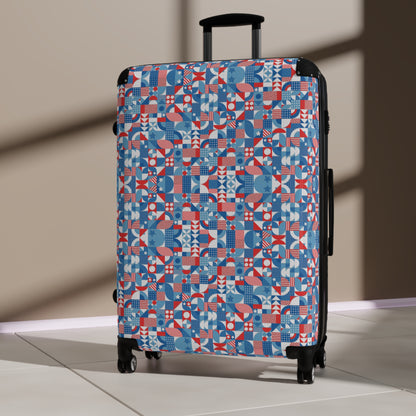 Red White and Blue Bold Pattern - Oil Paint Texture - Suitcase