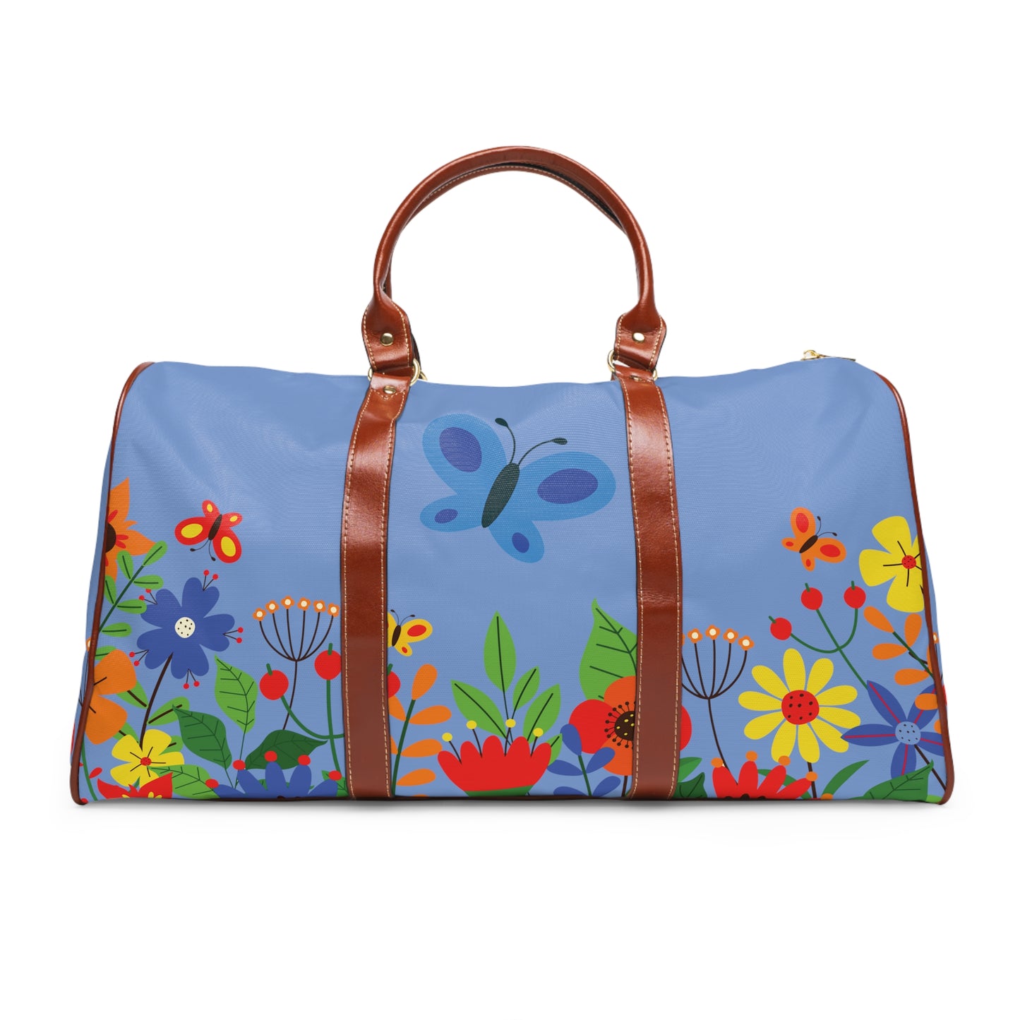 Bright Summer flowers - Fennel Flower 74a6ff - Waterproof Travel Bag