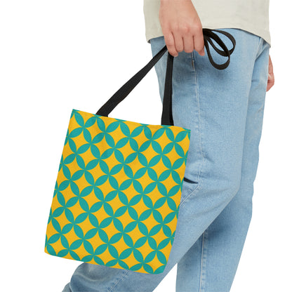 Yellow with green background geometric pattern - Tote Bag