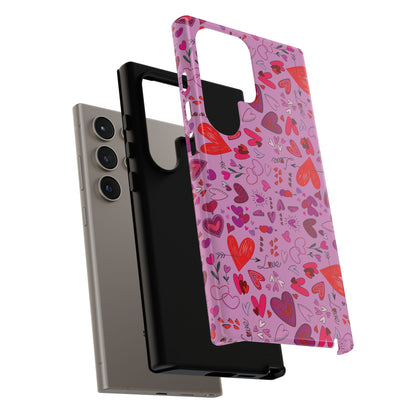 Heart Doodles - Fuschia Pink ff8eff - Tough Cases