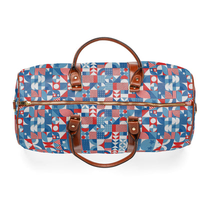 Red White and Blue Bold Pattern - Oil Paint Texture  - Waterproof Travel Bag