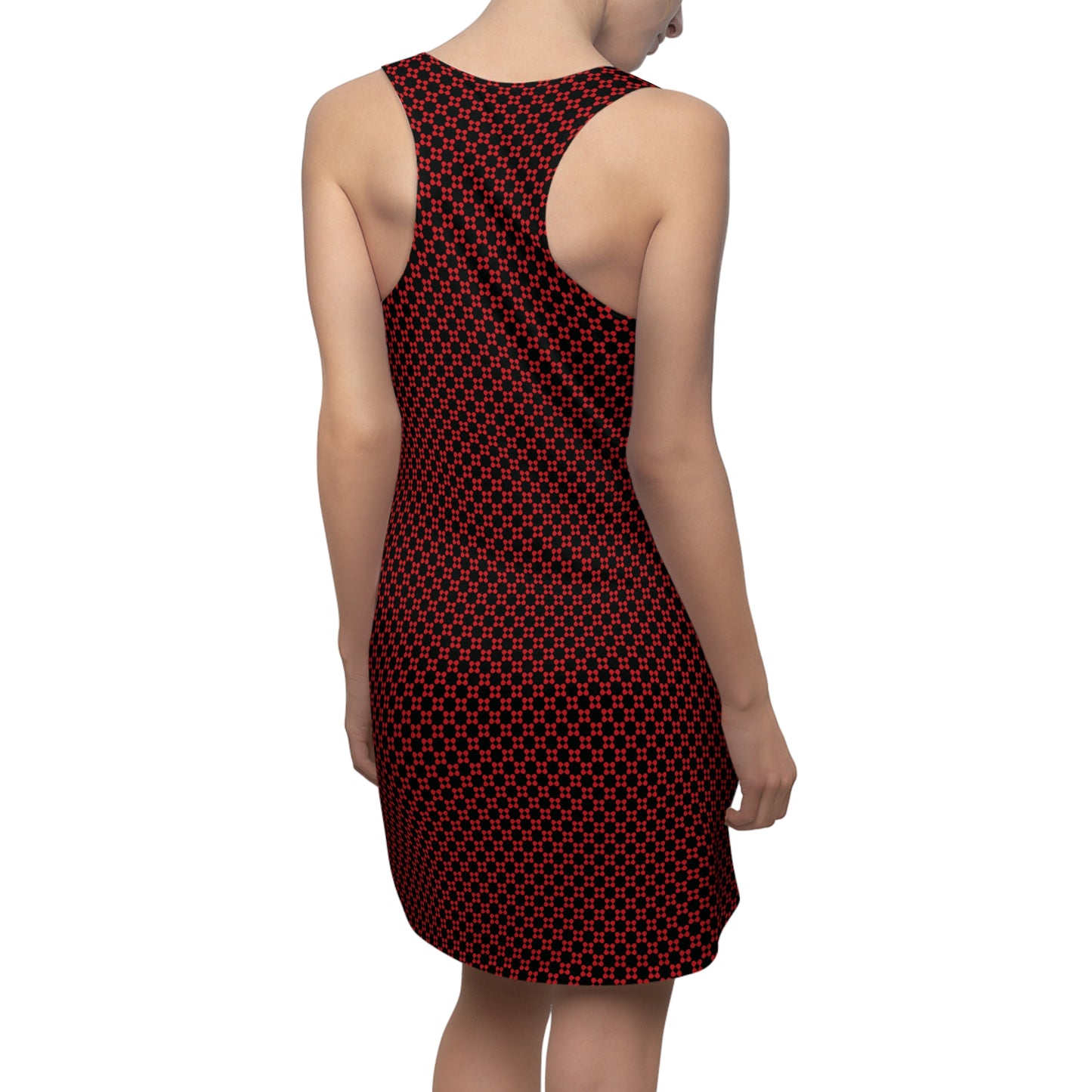 Pixel Petals - Scarlet - Black - Women's Cut & Sew Racerback Dress