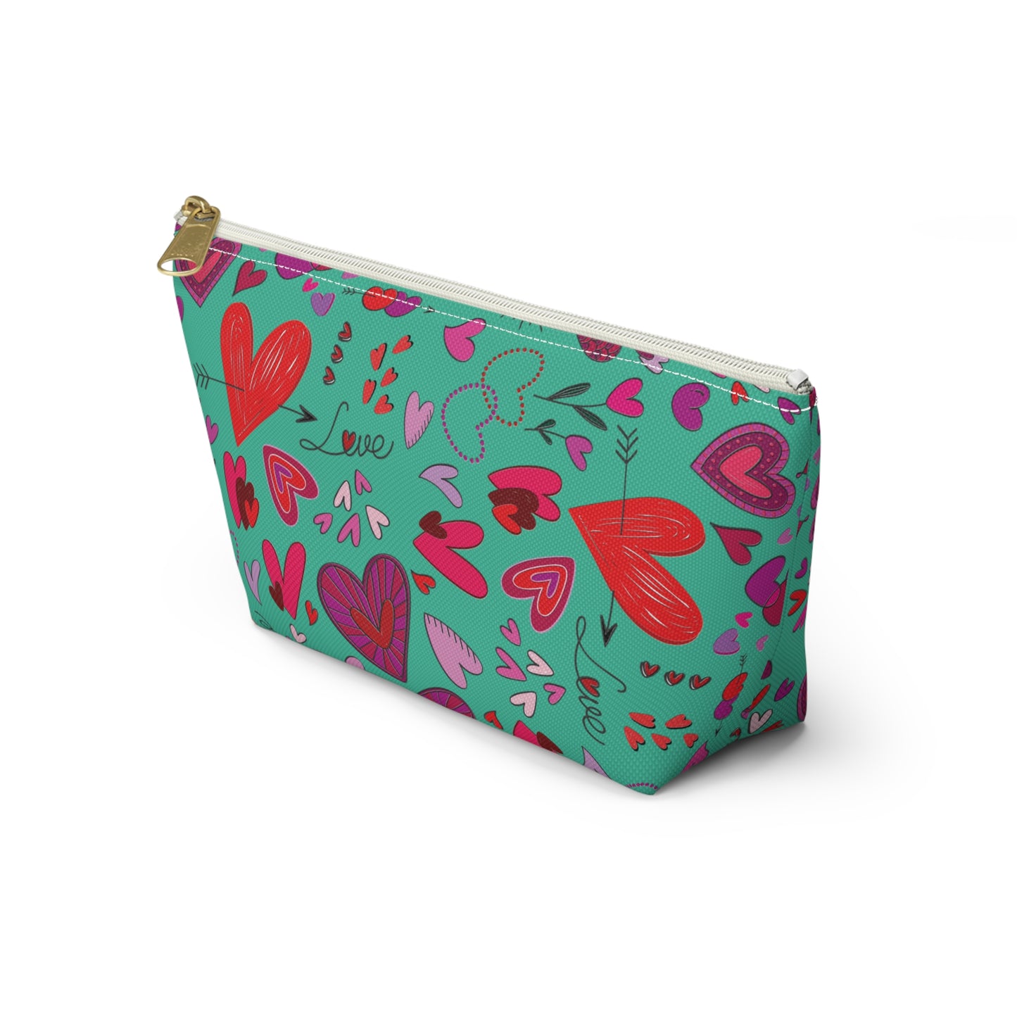 Heart doodles - Turquoise 12d3ad - Accessory Pouch w T-bottom