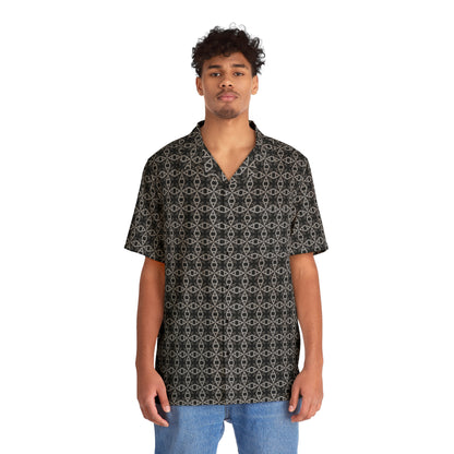 Letter Art - A - Gray - Black 000000 - Men's Hawaiian Shirt