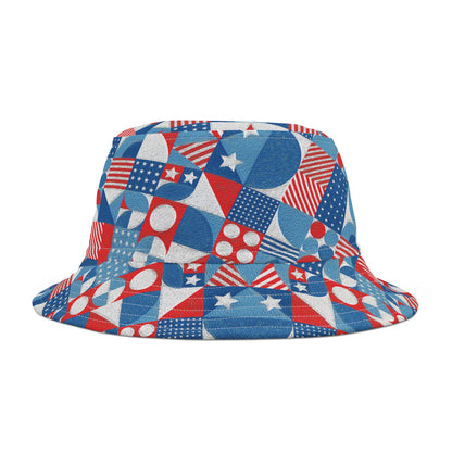 Red White and Blue Bold Pattern - Oil Paint Texture - BIG - Bucket Hat (AOP)