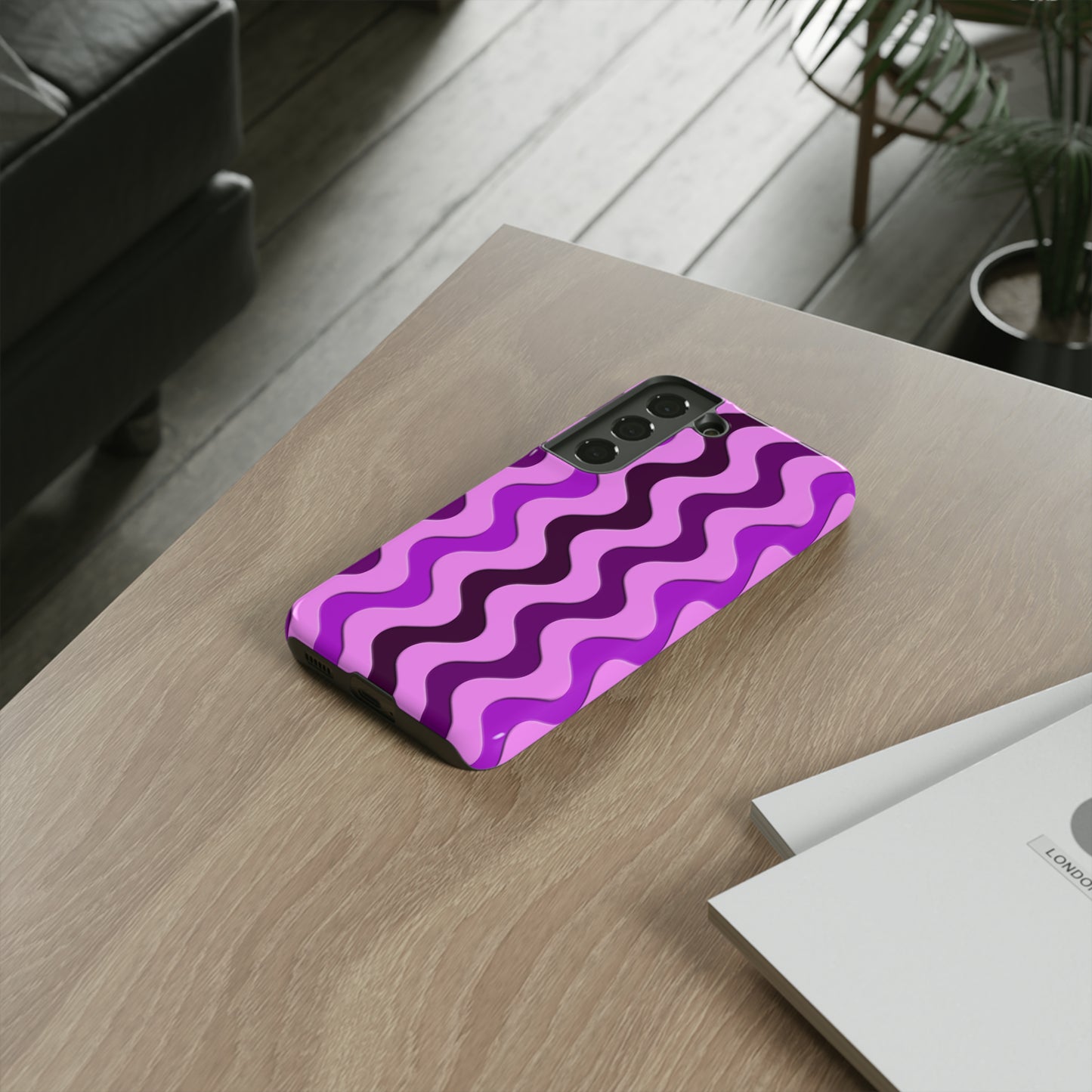 Vertical retro wavy purple and pink - Tough Cases