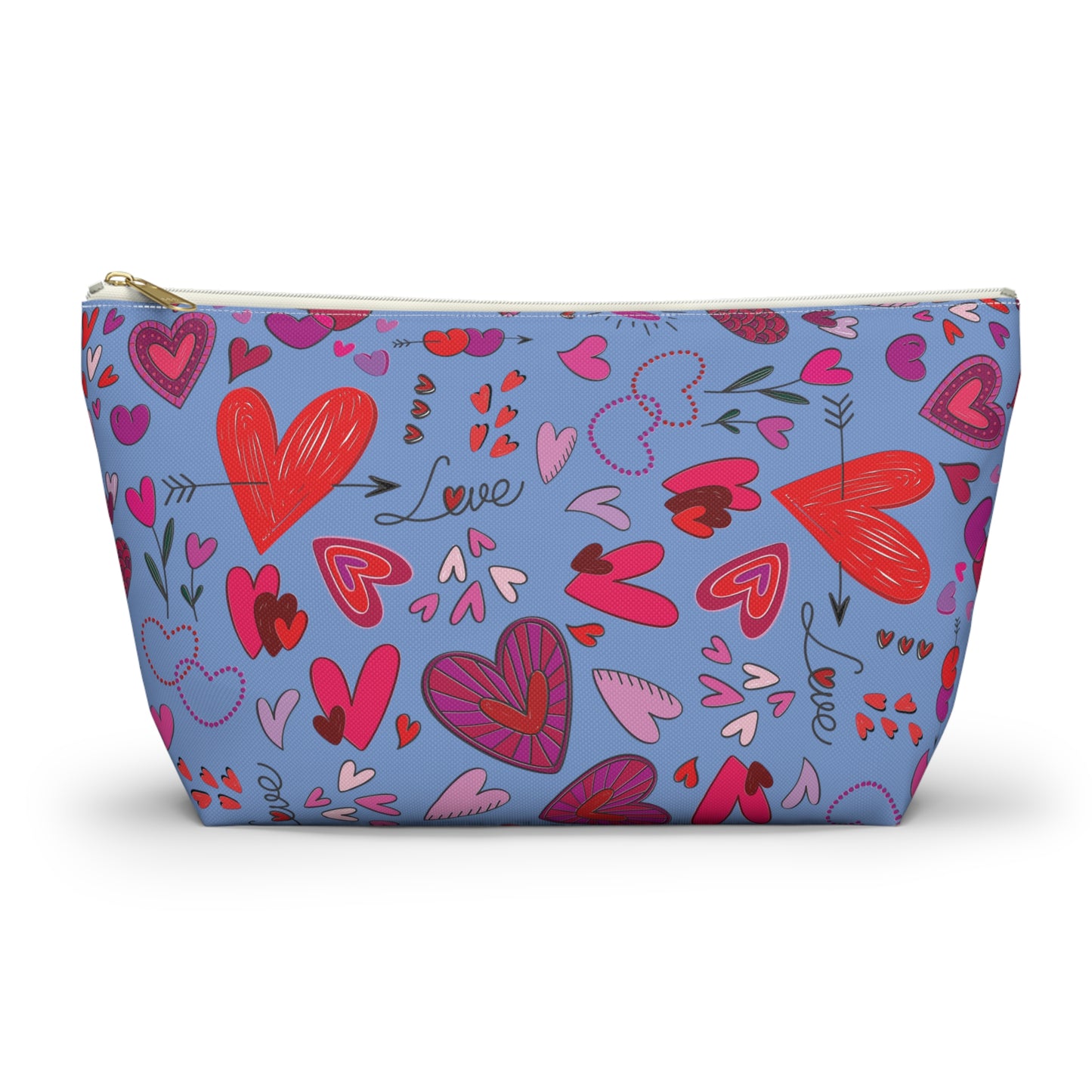 Heart Doodles - Fennel Flower 74a6ff - Accessory Pouch w T-bottom