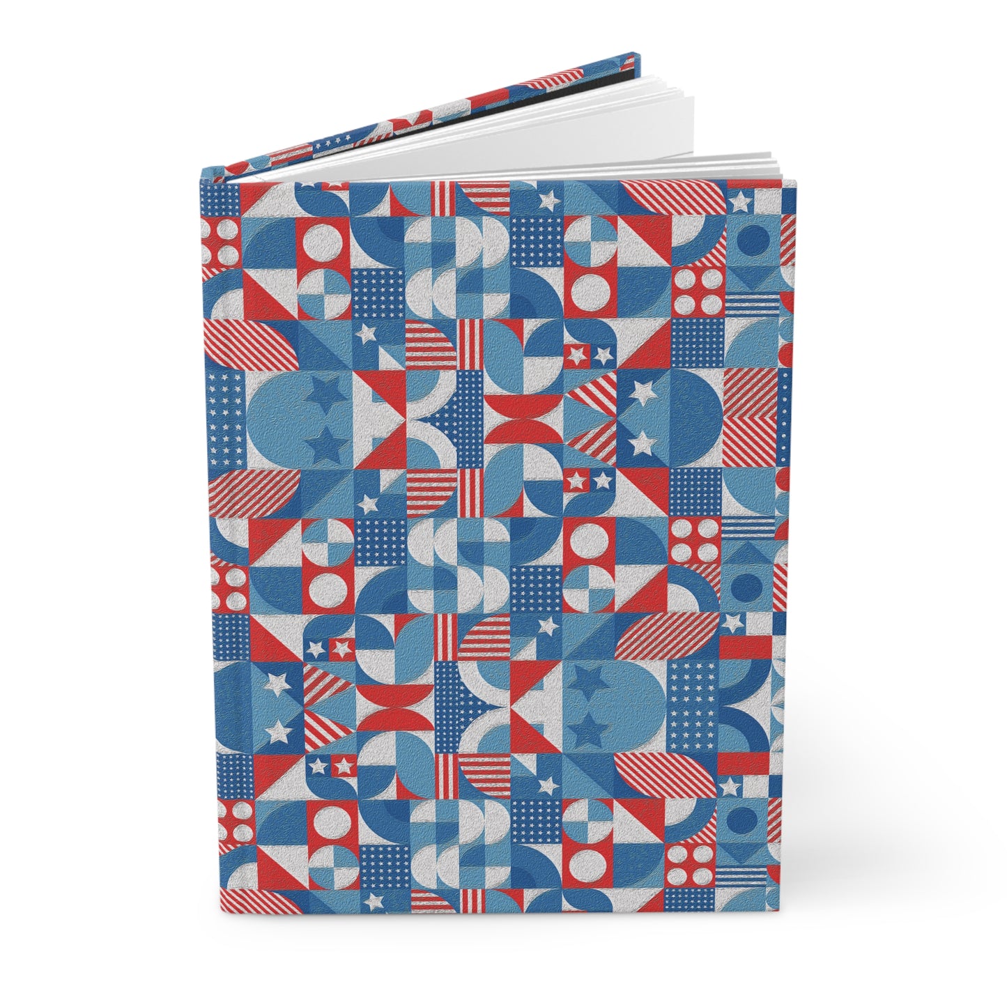 Red White and Blue Bold Pattern - Oil Paint Texture - Hardcover Journal Matte