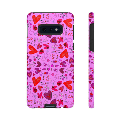 Heart Doodles - Fuschia Pink ff8eff - Tough Cases