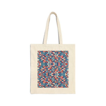 Red White and Blue Bold Pattern - Oil Paint Texture - Cotton Canvas Tote Bag