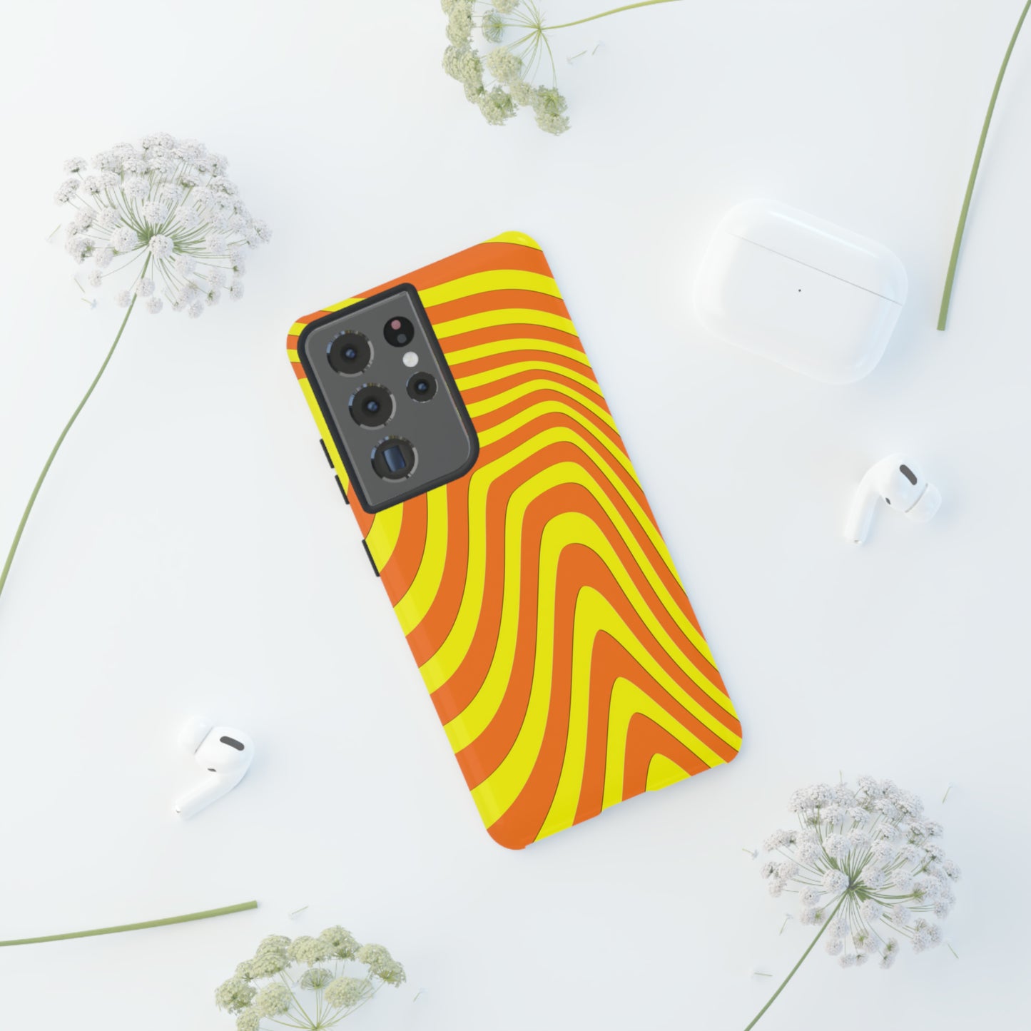 Retro wavy - yellow and orange - Tough Cases