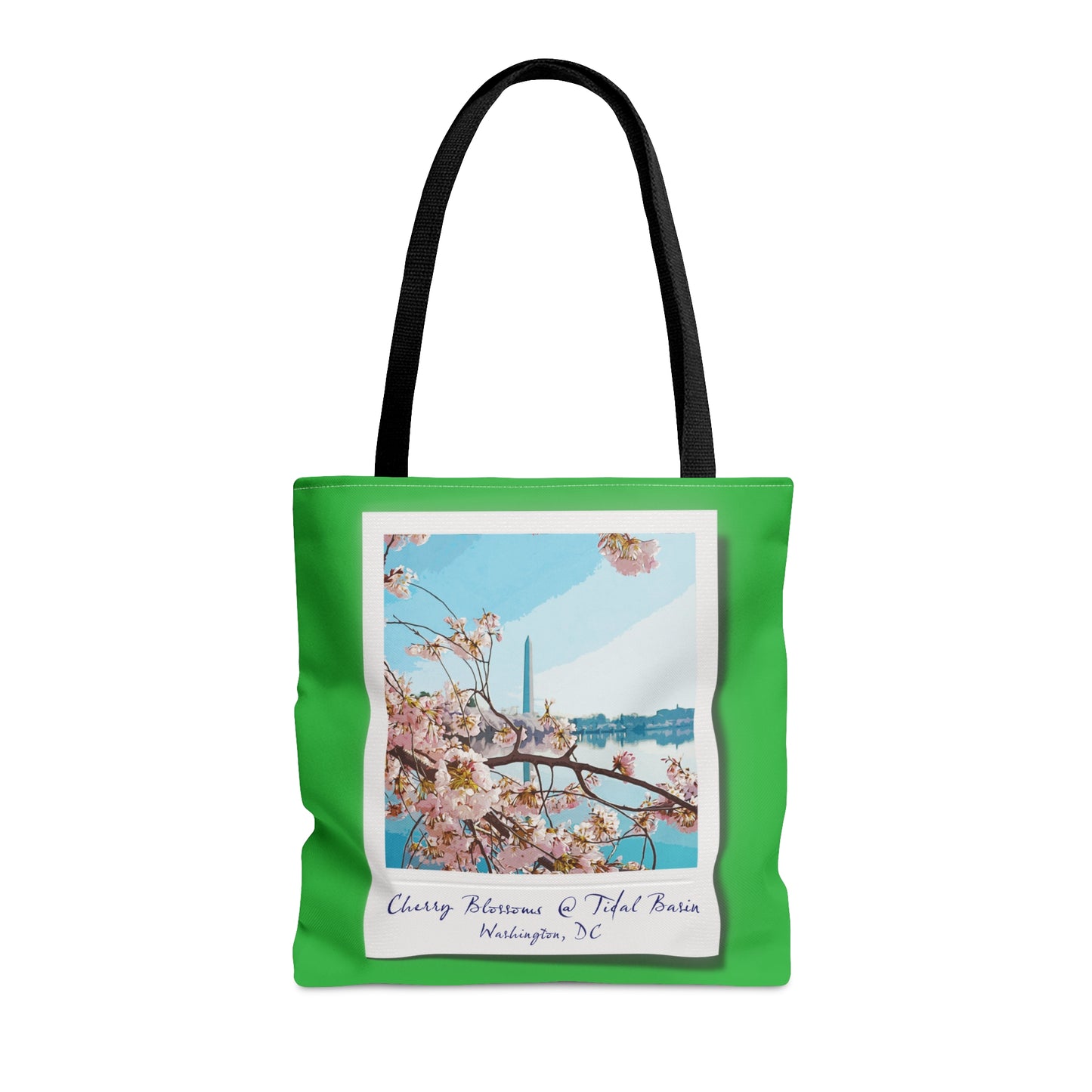 Instant Photo - Tidal Basin Cherry Trees - Lime Green 21C12E - Tote Bag