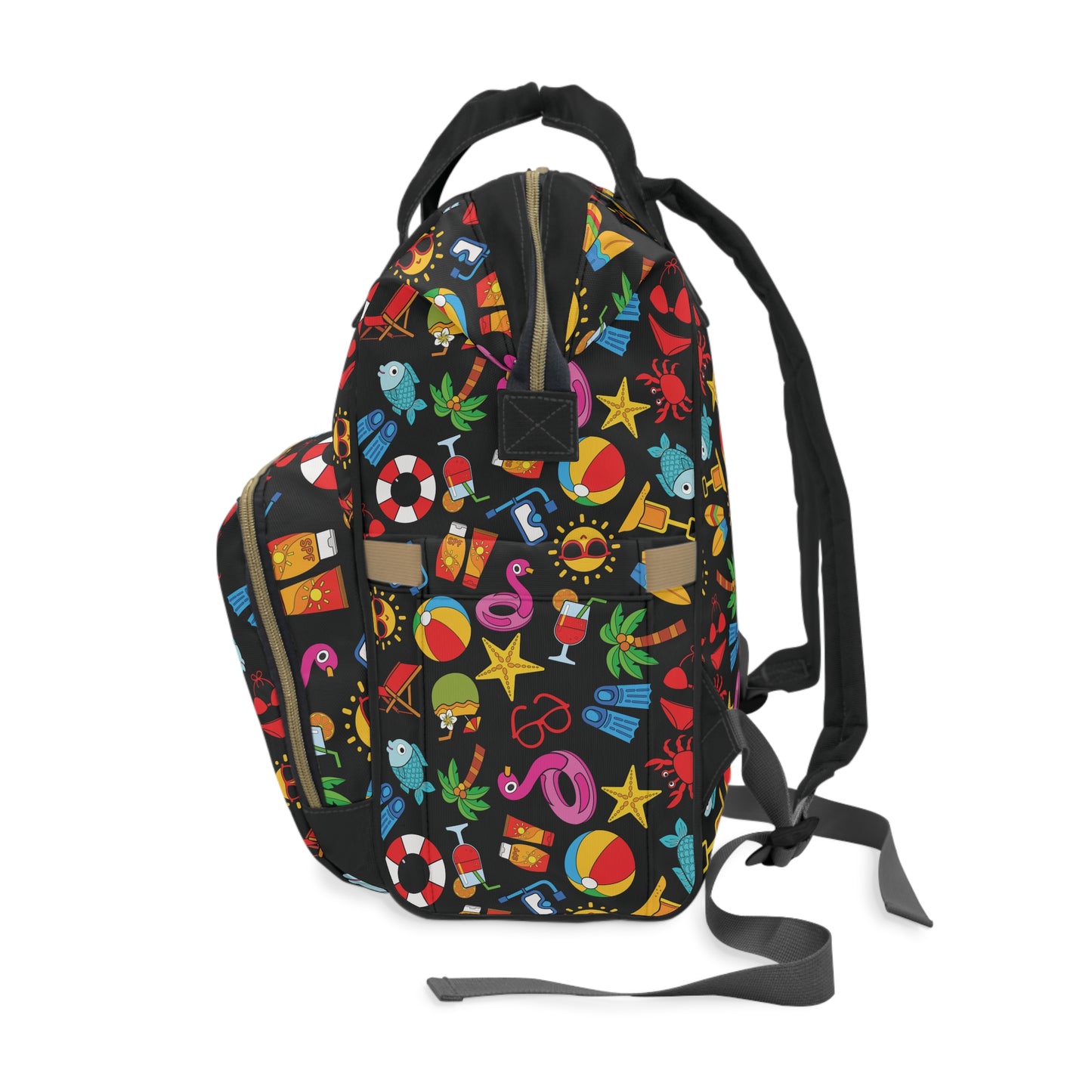 Summer Vibes - Black 000000  - Multifunctional Diaper Backpack